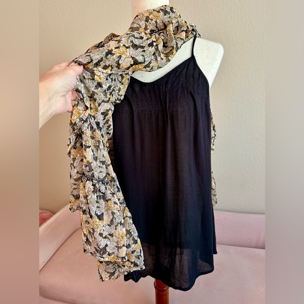 Free People Floral Mini Dress in Tan and Black - Picture 6 of 16